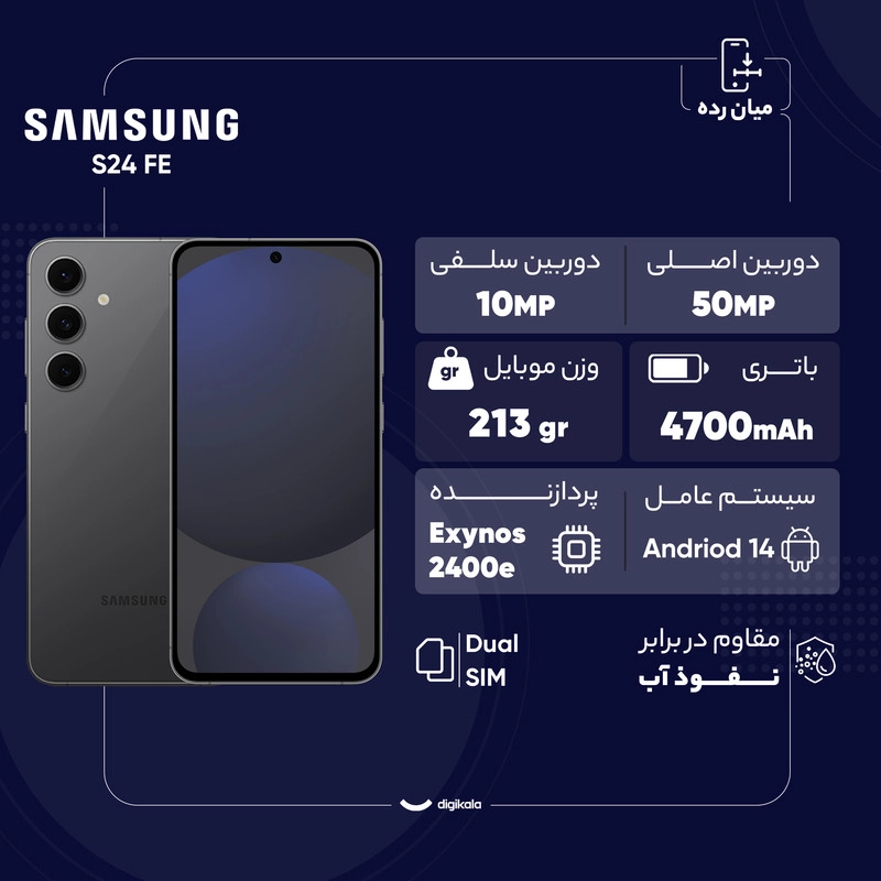 گوشی موبایل سامسونگ مدل S24 FE دو سیم کارت ظرفیت 256 گیگابایت و رم 8 گیگابایت - ویتنام - خاکستری